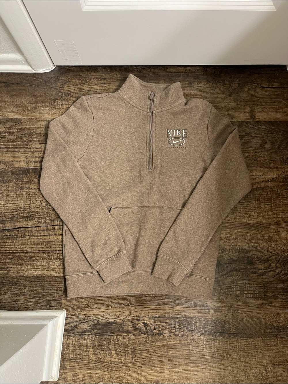 Nike Women’s Half-Zip Pullover Sweater in Taupe